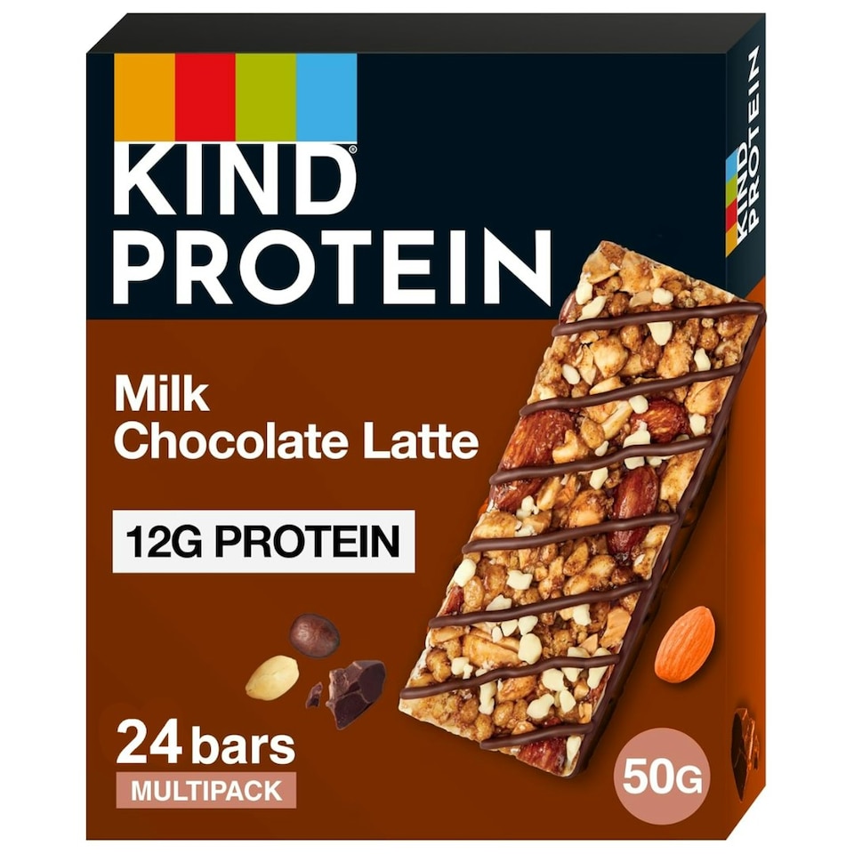 image 1 of KIND Protein Bars, Gluten Free Snack Bars, Milk Chocolate Latte, High Fibre, Source of Protein, No Artificial Colours, Flavours or Preservatives, 24 x 50g | Brown