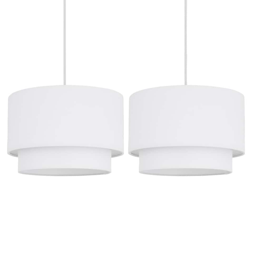 image 1 of Pair of White 2 Tier Ceiling Light Shades | White | Medium | 2