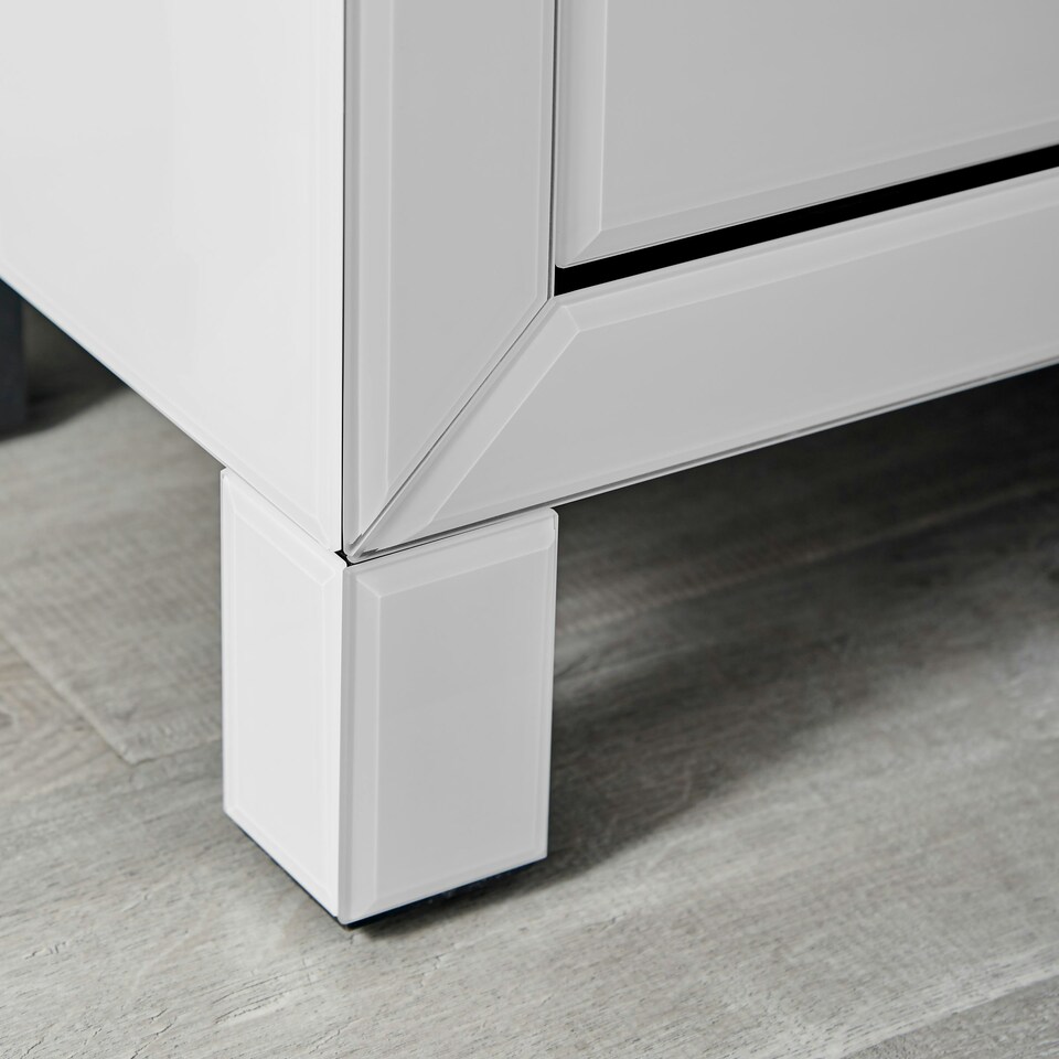 image 1 of Furniturebox Lexi Small Slimline White 3 Drawer Mirrored Bedside Table