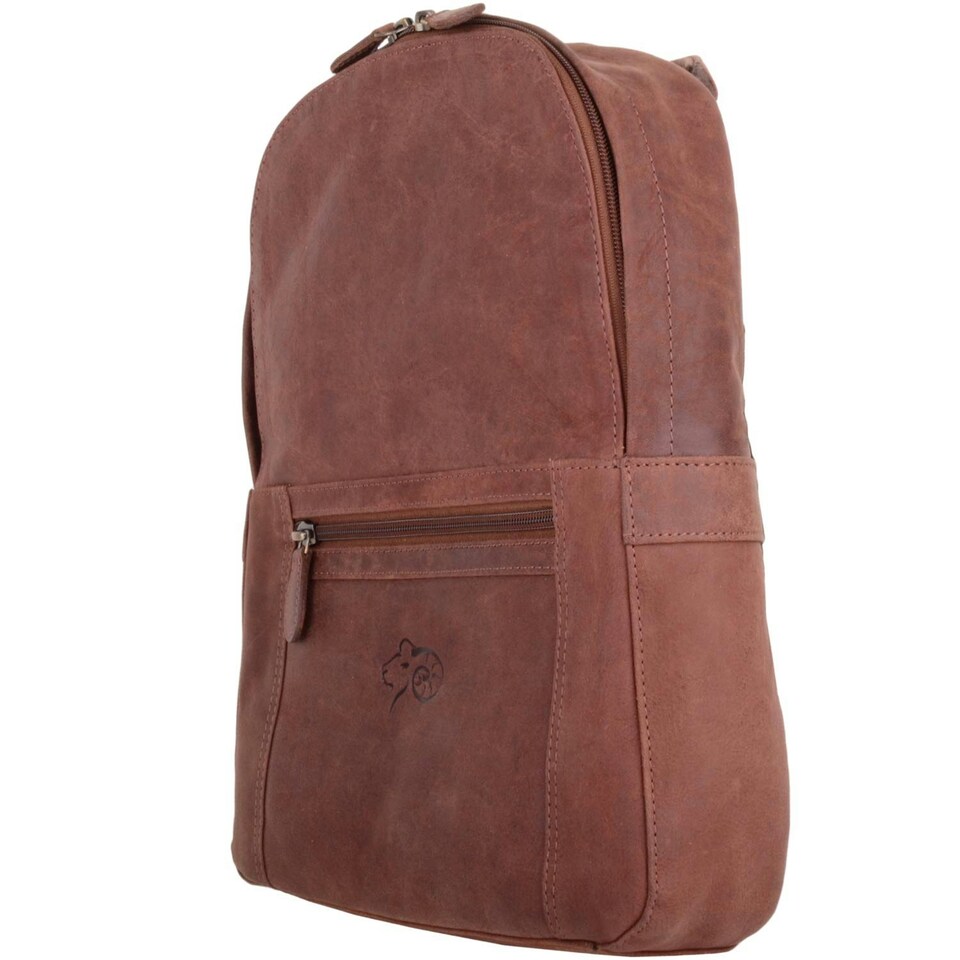image 1 of Leather Smart Work Travel Back Pack Rucksack with Distressed Look