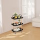 image 2 of 3 Tier Beech Wood & Plastic Serving Storage Trolley Food Drinks Cart on Wheels | Black | Black | 3 Tier | 1