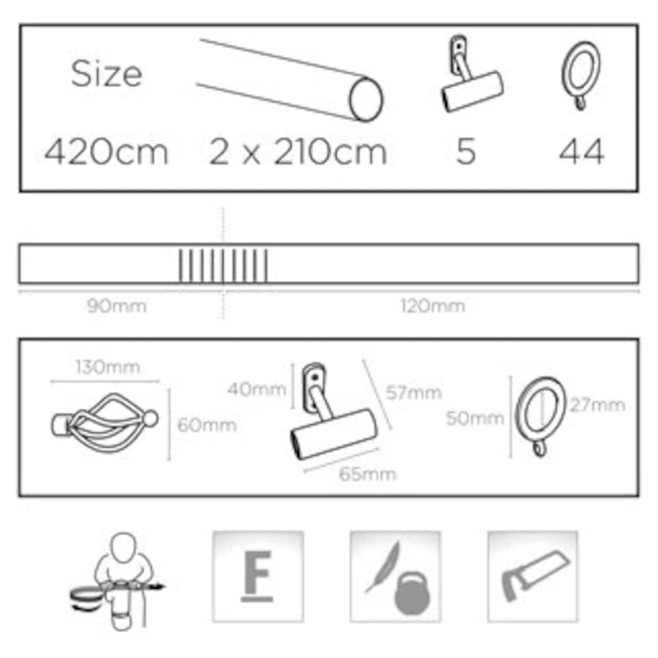 image 1 of 19mm Black 420cm Crown Bay Pole Set 420cm Black | Black