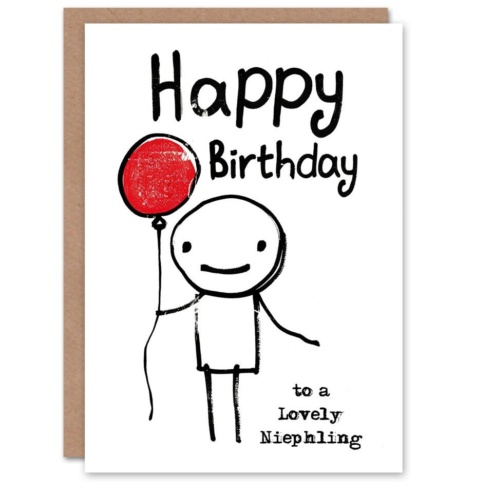 image 1 of Lovely Niephling Stick Figure Red Balloon Birthday Card