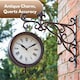 image 8 of Marco Paul 32cm Double Sided Outdoor Station Wall Clock and Thermometer Brown