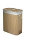 image 1 of Oblong Bamboo Natural Laundry Hamper with Divider | Brown