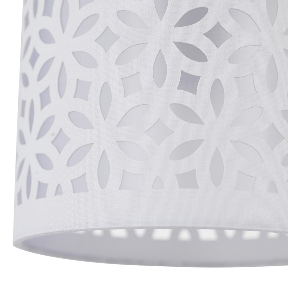 image 1 of First Choice Lighting Set of 2 Chrome Two Ball Table Lamps with White Cut Out Shades Chrome | White