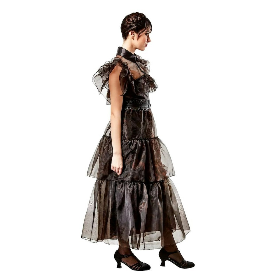 image 1 of Wednesday Womens/Ladies Rave ´N Dance Wednesday Addams Costume Dress - Black - S S