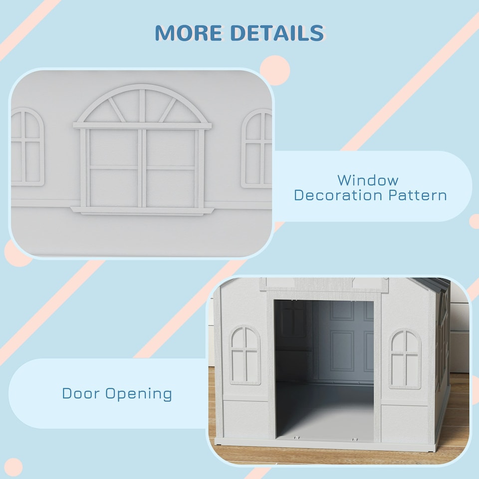image 1 of PawHut Weather-Resistant Dog House, Puppy Shelter for Medium Dogs - Grey