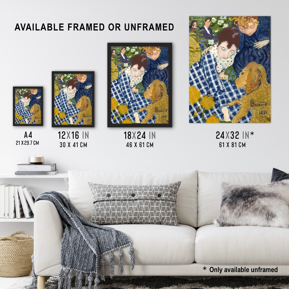 image 1 of Women with Dog Art Nouveau Painting Bonnard Huge Wall Art Print 18X24 In
