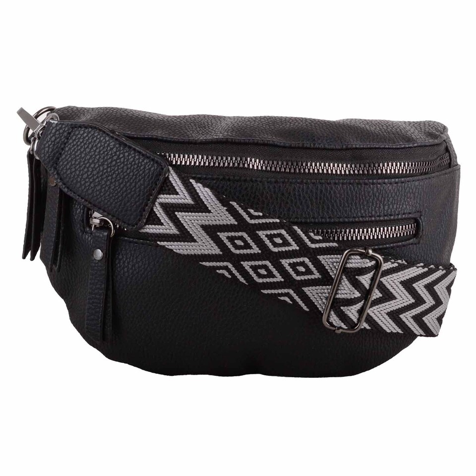 image 1 of Lorenz Womens Grained PU Leather Bumbag Waist Clutch Bag with Detachable Strap | Black | Black