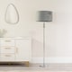 image 2 of ValueLights Marissa Grey Velvet Shade with Chrome Stacked Ball Floor Lamp | Grey