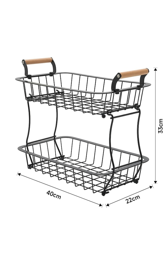 image 1 of Living and Home Two-Tier Wire Food Basket