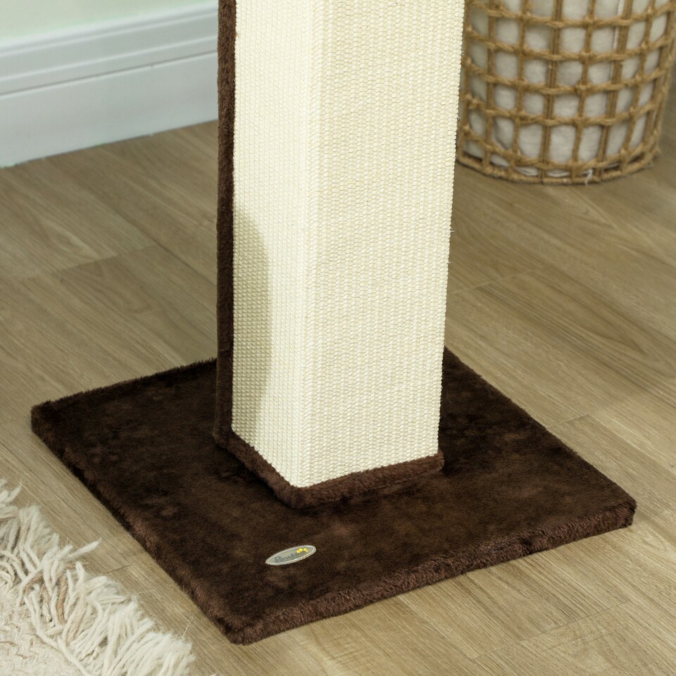 image 1 of PawHut Cat Scratching Post with Vertical Sisal Rope Ball Plush, 81cm