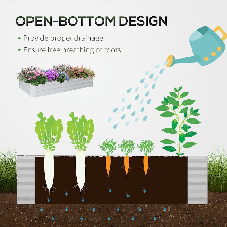 image 1 of Outsunny Raised Garden Bed Planter Box with Greenhouse, Large Window, Clear