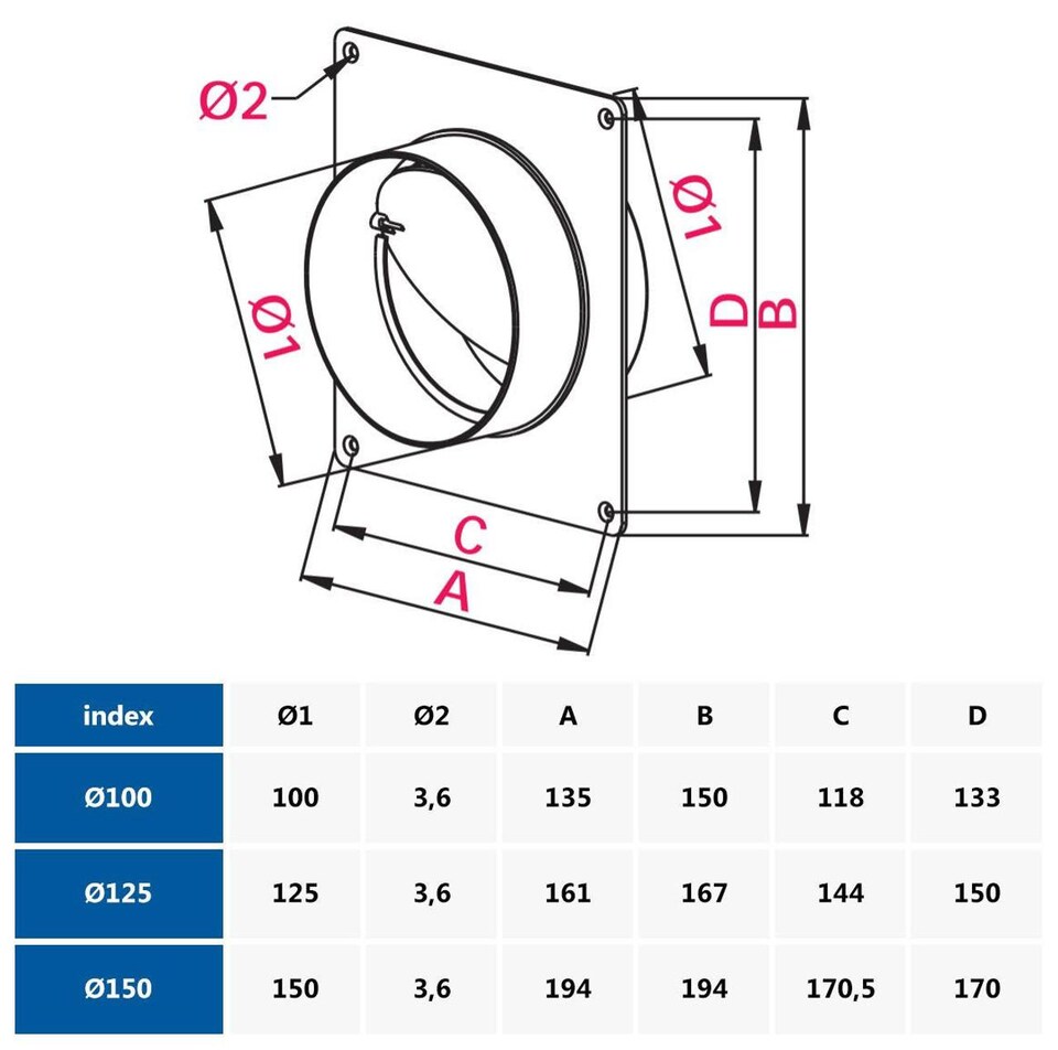 image 1 of 125mm Wall Mounted Flange Anti Backdraft Damper White PVC Round Grille | White