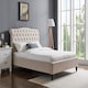 image 1 of 3ft Single Fabric upholstered, natural beige,buttoned back,curved bed frame,bedstead