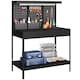 image 1 of HOMCOM 110 cm Workbench with Pegboard and LED Light, 272 kg Load Capacity | Black | Black | 110L x 60W x 150H cm
