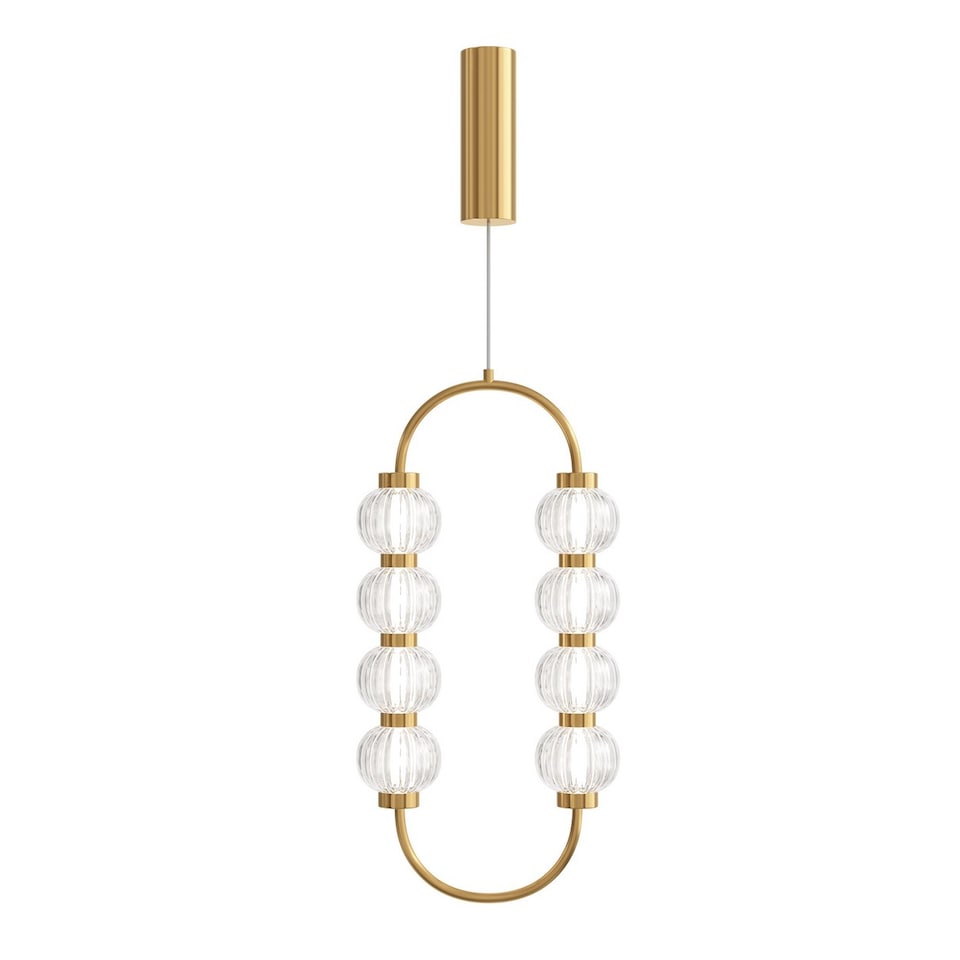 image 1 of Amulet Oval Modern Pendant Ceiling Light Gold 3000K 700lm Glass Shade