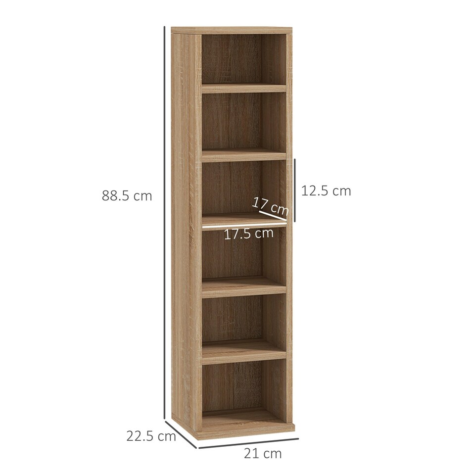image 1 of HOMCOM Set of 2 CD Storage Units with Adjustable Shelves Natural