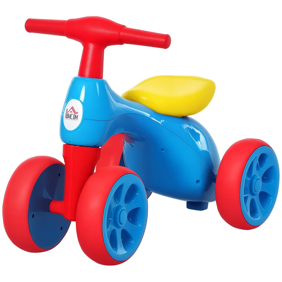 image 1 of HOMCOM Baby Balance Bike Toddler Safe Training 4 Wheels Storage Bin Muti-Color