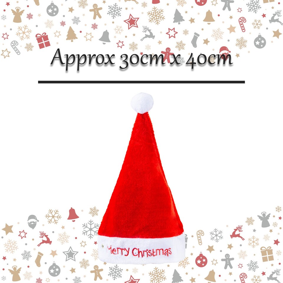 image 1 of vfm-estore Christmas Light-Up Merry Xmas Hat - Red, 30cm x 40cm
