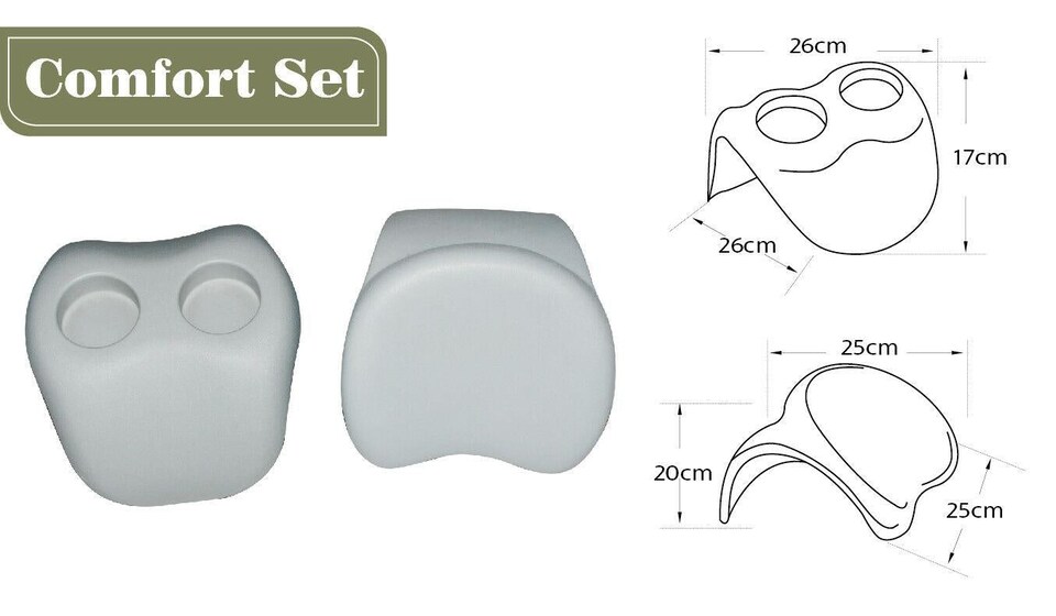 image 1 of MSPA A-09 Comfort Set - Includes 2 Polyurethane Headrests and Holder
