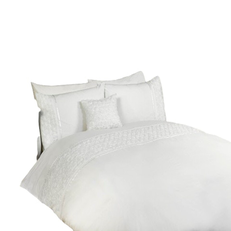 image 1 of Limoges Polycotton Floral Duvet with Pillowcase Cream | Single
