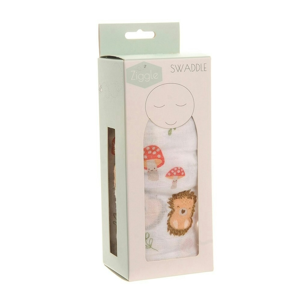 Ziggle Baby Cotton Muslin Swaddle Wrap - Woodland | White | L