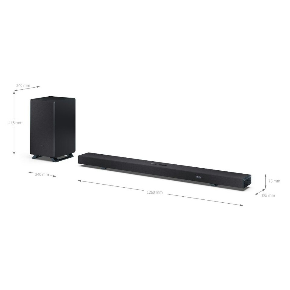 image 1 of SHARP HT-SBW55121(BK) Q 5.1.2 Dolby Atmos DTS:X Soundbar with Wireless Subwoofer - Black