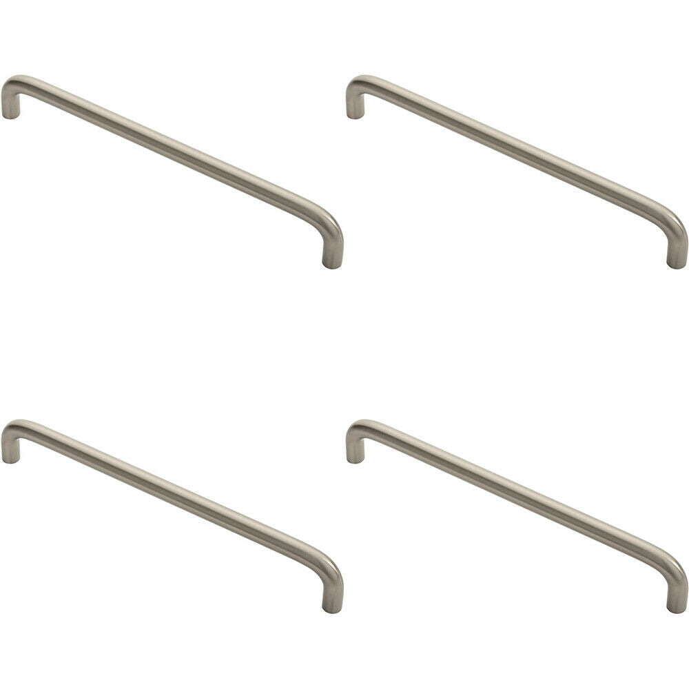 Loops 4x Round D Bar Cabinet Pull Handle 202 x 10mm 192mm Fixing Centres Satin Nickel in Metallics