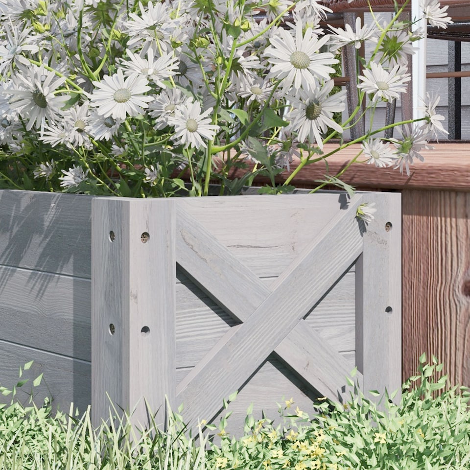 image 1 of (58L, 100 x 36.5 x 36 cm, Grey) Outsunny Wooden Garden Raised Bed Planter