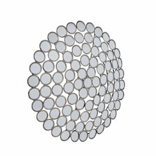 Large Round Convex Antiqued Multi Mirror - Metal - L10 x W100 x H100 cm - Silver Grey