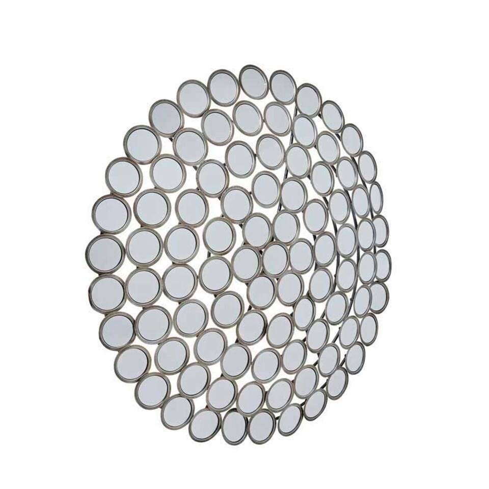 image 1 of Large Round Convex Antiqued Multi Mirror - Metal - L10 x W100 x H100 cm - Silver Grey