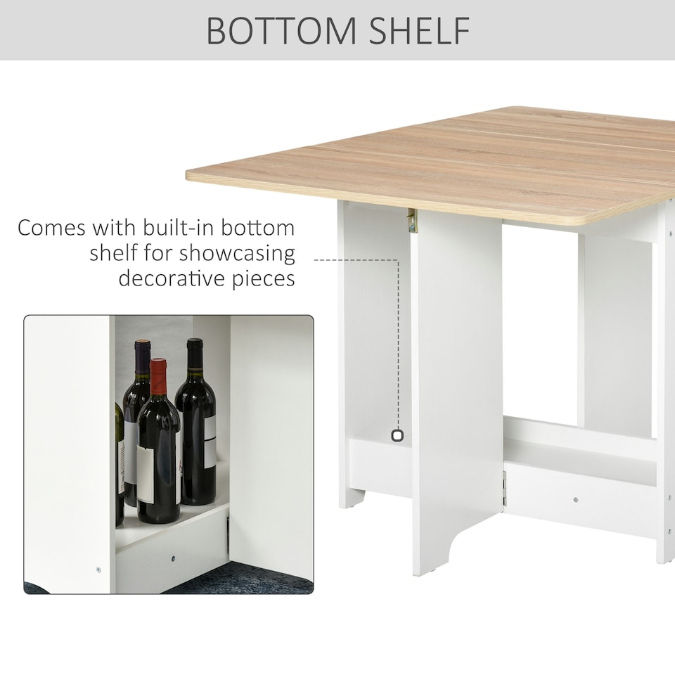 image 1 of HOMCOM Drop-Leaf Dining Table Folding Desk Bar Table with Storage Shelf