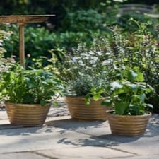 Sinda Set of 3 Ribbed Planters Silver
