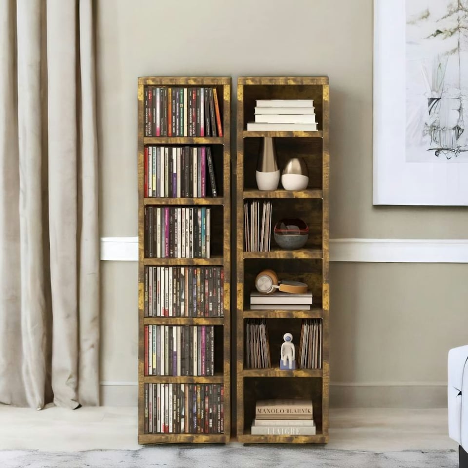 image 1 of 6 Tier Shelves Storage Unit Set Rustic Brown Brown | One Size