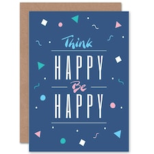 Think Be Happy Confetti Simple Birthday Card