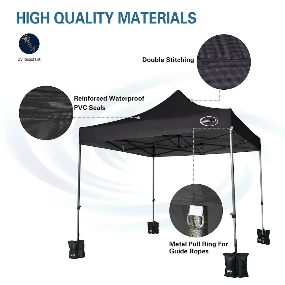 image 1 of Maximus 3x3m Heavy Duty Pop up Gazebo Marquee Outdoor Patio Canopy Tent