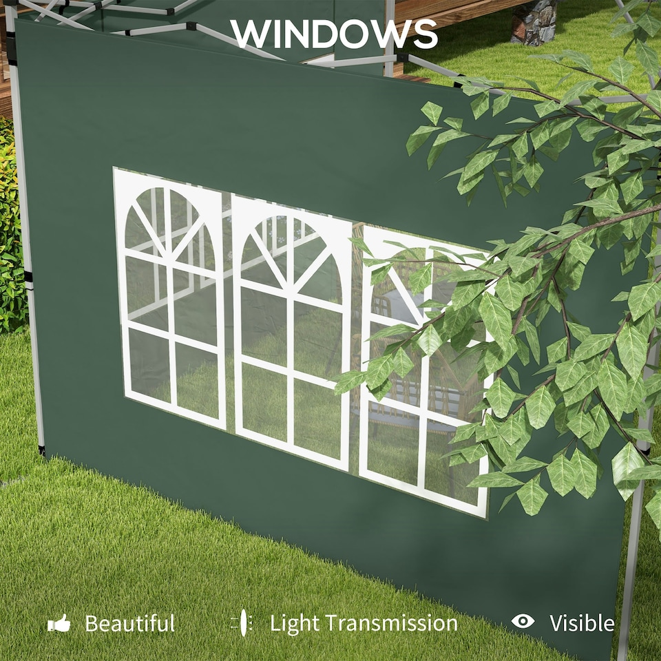 image 1 of Outsunny Gazebo Side Panels for 3x3(m) or 3x4m Pop Up Gazebo, 2 Pack, Black