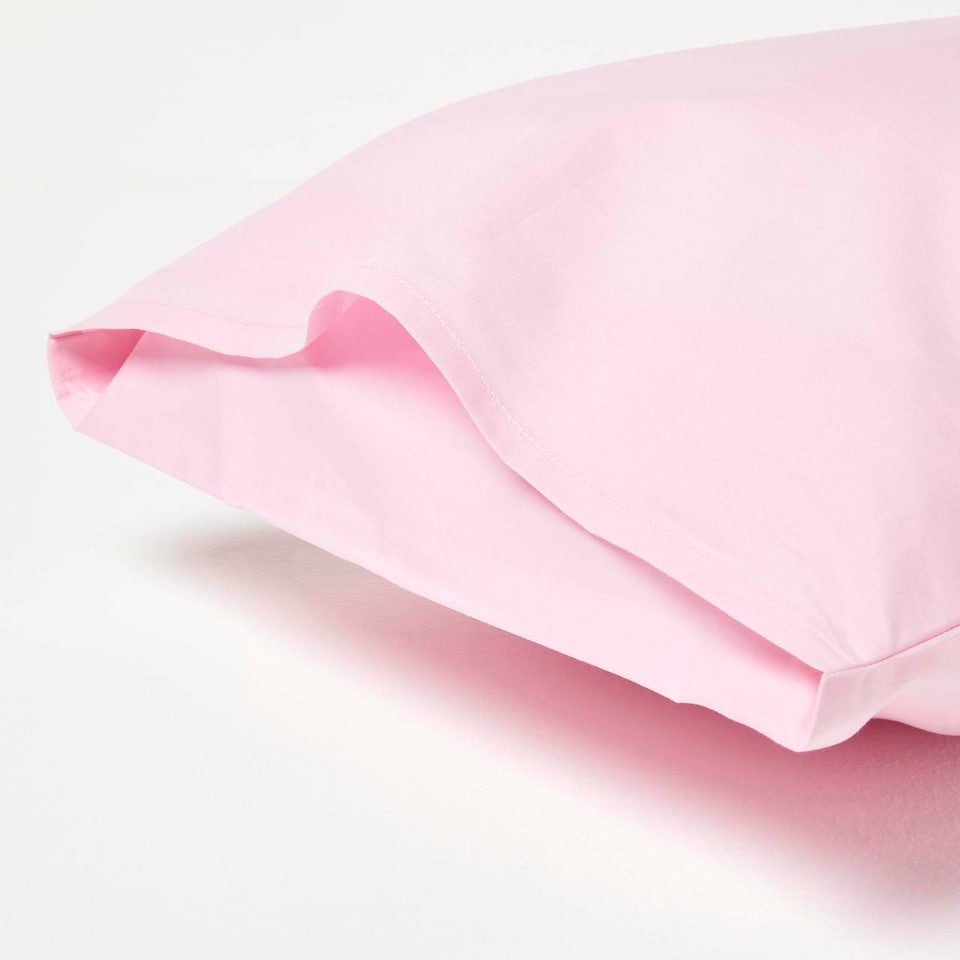 image 1 of Homescapes Pink Cotton Kids Pillowcases 40 x 60 cm 200 Thread Count - 2 Pack Pink