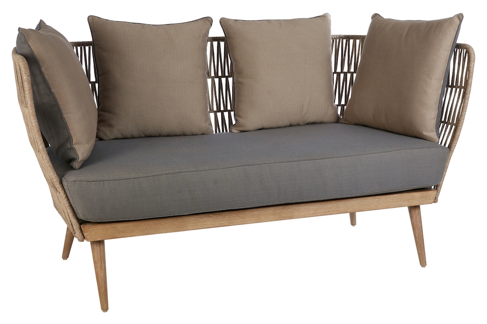 image 1 of Orsina 2 Seat Rope Sofa,  Sustainable Rope Garden Sofa, Easy to Clean Grey Outdoor Sofa, Back & Armrest Rope Sofa