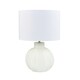 image 1 of Contemporary Opal White Glass Table Lamp in Leaf Design and Ivory White Shade | White