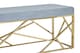 image 5 of Luxe Gold And Powder Blue Velvet Bench, Stylish Garden Bench For Outdoor, Accent Dining Bench For Diningroom | Blue