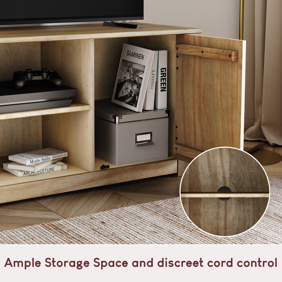 image 1 of Vida Designs Panama 2 Door 1 Shelf Flat Screen TV Unit Stand, Solid Pine Wood