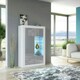 image 3 of Display Cabinet 93cm Grey Gloss Doors White Matt Body Free LED White | Grey