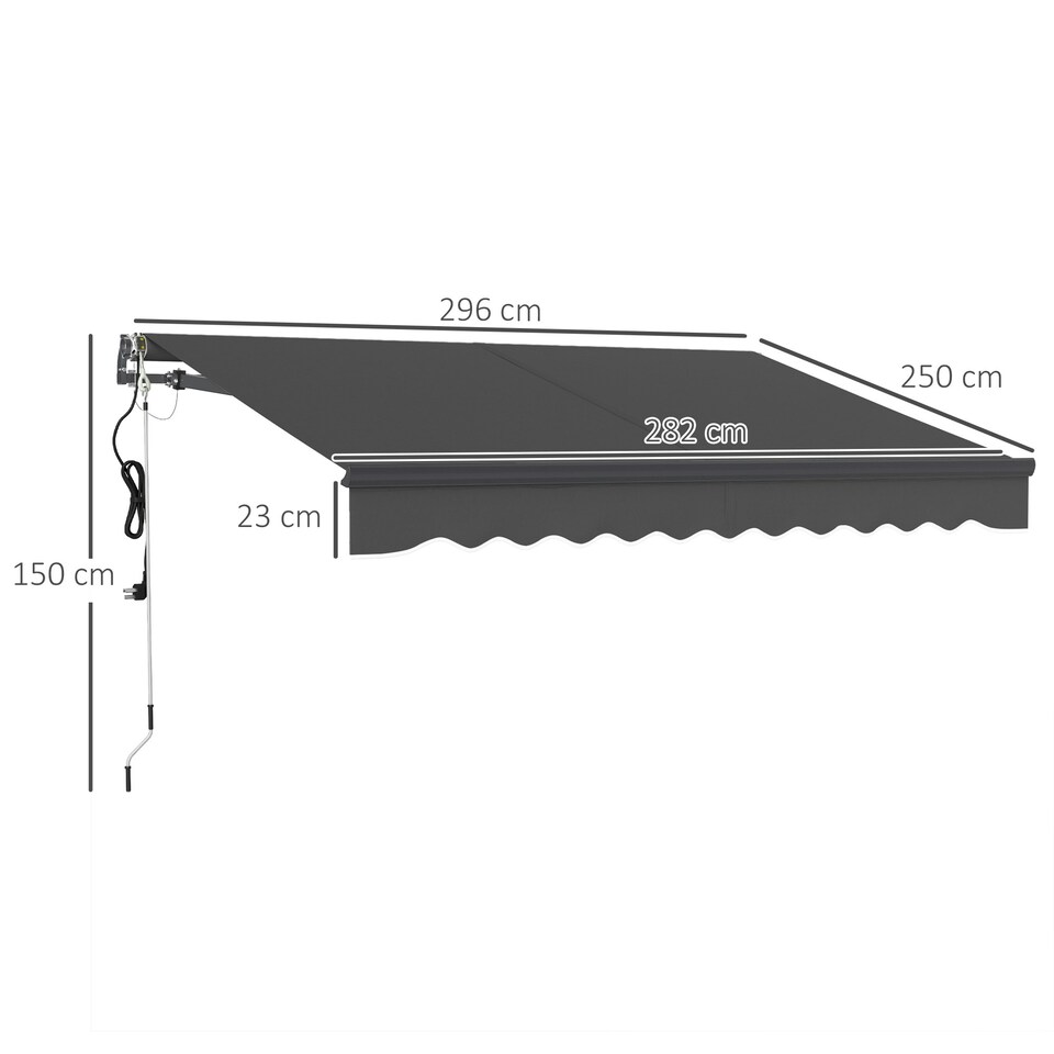 image 1 of Outsunny Electric Retractable Awning w/ Aluminium Frame Beige Grey | Dark Grey