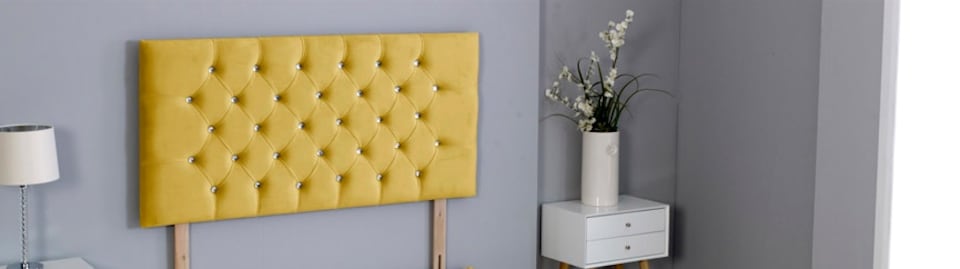 Mustard Plush Velvet Chesterfield Headboard | Multi | 4FT6 Double 20"inch Headboard