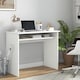 image 1 of HOMCOM Modern Computer Desk, Home Office Table, Small Writing Desk with Storage Shelf, 90 x 50cm, White Wood Grain