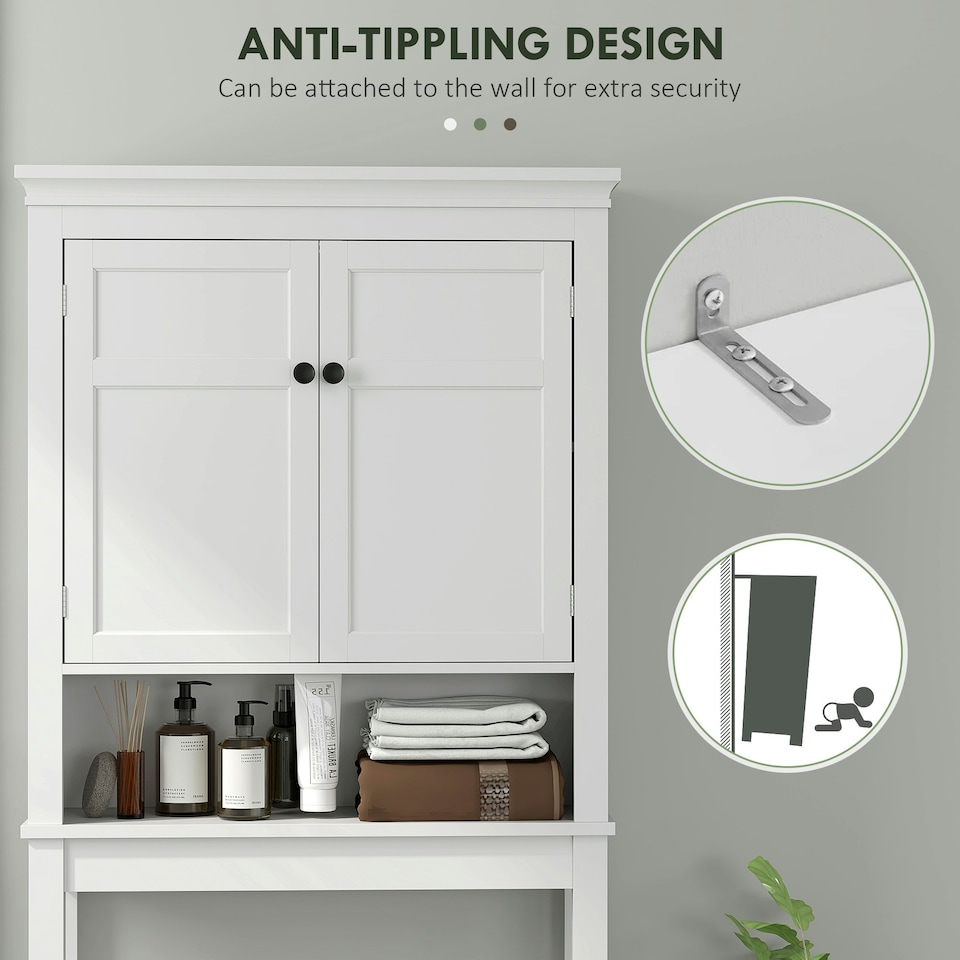 image 1 of HOMCOM Over Toilet Storage Unit 3-Tier Freestanding Washing Machine Cabinet 