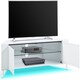 image 4 of MDA Designs CORVUS Corner-Friendly Gloss White Contemporary Cabinet with White BeamThru Glass Doors for Flat Screen TVs up to 50" with 16 Colour LED Lights White
